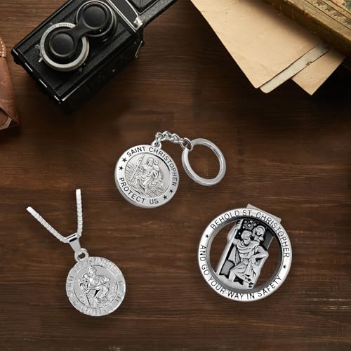 SHENYI 3 Pcs St Christopher Keyring Travel Gift for Men or Women Saint Christopher Token Medal new car gifts and Accessories for Safe Travels Safety and Protection