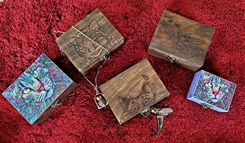 Engraved Kitty Cat Jewelry Box Beautiful Trinket Keepsake Box,Earrings Necklace Storage Box for Girls Women,Gift Idea Valentine's Day, Weddings, Animals Cat Lover Gifts Ornament for Home Décor
