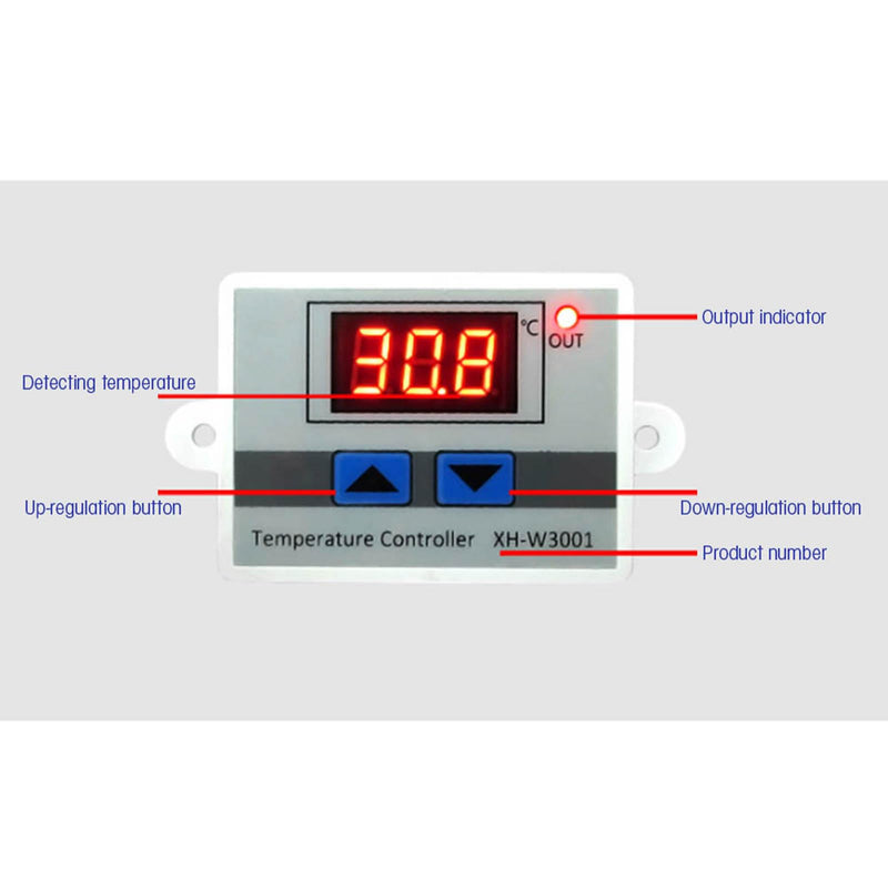 [Australia - AusPower] - XH-W3001 Temperature Controller Thermostat Switch, Digital LED Programmable Incubator Heating Cooling Electronic Thermostat with Waterproof Sensor Probe 24V/110-220V Range from -50℃ to 110℃(110-220V) 110-220V 