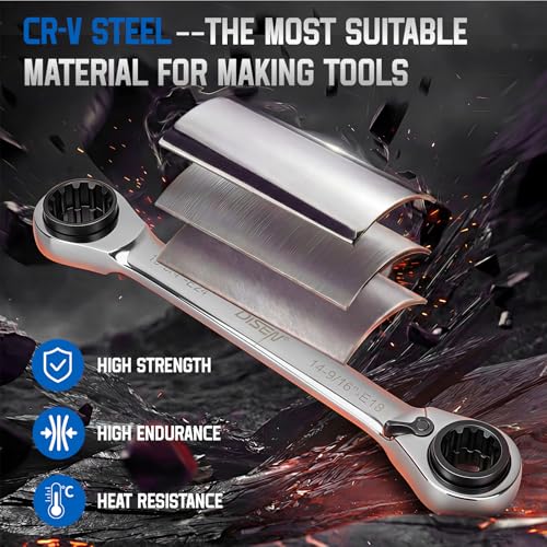DISEN 39-in-1 reversible ratcheting box-end wrench set with double box ends, arranged on a white background