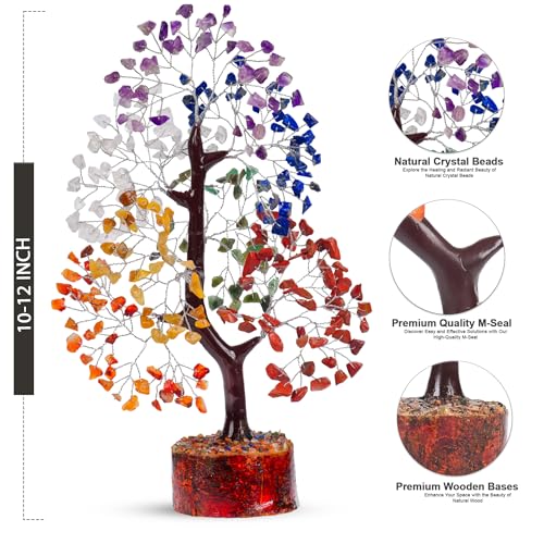 7 Chakra Tree, Crystals and Healing Stones, Chakra Tree of Life Crystal Tree for Positive Energy, Birthday Gifts for Women, Home Office Decor, House Warming Gifts New Home, Spiritual Gifts Seven Chakra Silver Wire