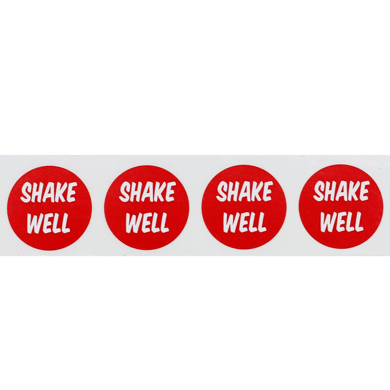 Shake Well Labels 0.75 Inch Round 500 Total Adhesive Labels