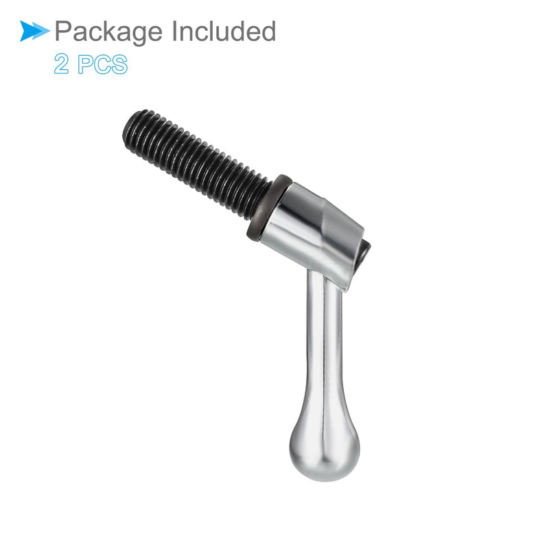 [Australia - AusPower] - Clamping Lever Handles, M12 x 40mm Male Thread, Adjustable Quick Release Locking Rotating Bolt Knobs Silver Tone - (Applications: for Lathe Machinery), 2-Pieces 