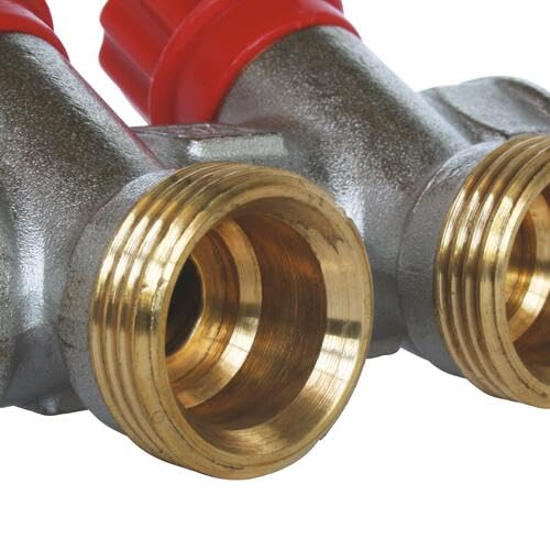 SOMATHERM FOR YOU - Sanitary Collector, Nickel-Plated Brass, Male-Female 20/27, Self-Sealing and Aligned, 2 Branches with Valve Shut-Off Valve Equipped in 3/4 Times Ek
