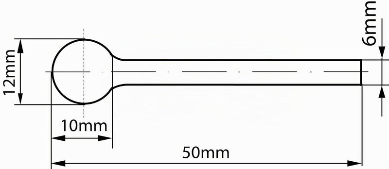 Ultra Co Coated Carbide Burr 12mm (Metric) Diameter with 6mm Metric Shank, (Specially with Chipbreaker) TJR... (Ball Shape)