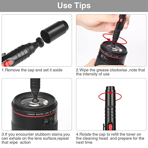 14-in-1 Camera Lens Cleaning Kit - Mirrorless & DSLR Sensor Cleaning Kit for Canon, Sony, Nikon Including Lens Blower, Detergent, Swabs, Cloth, Pen, Brush 14 IN 1
