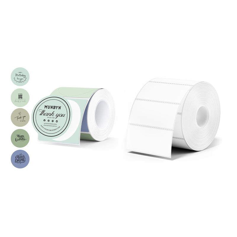 2 Inch Circle Thermal Labels+2x1 Inch Thermal Labels