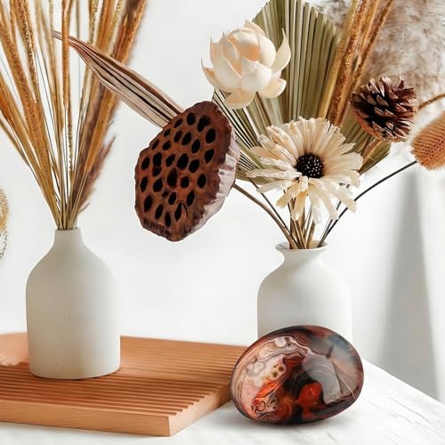 2PCS Natural Agate Worry Stones Rocks, Sardonyx Palm Stone Healing Crystal Stones for Massage Meditation, Healing, Yoga, Reiki, Zen,Decorative Rocks Gift for Kids Girl Women (6cm/2pc) 6cm/2pc