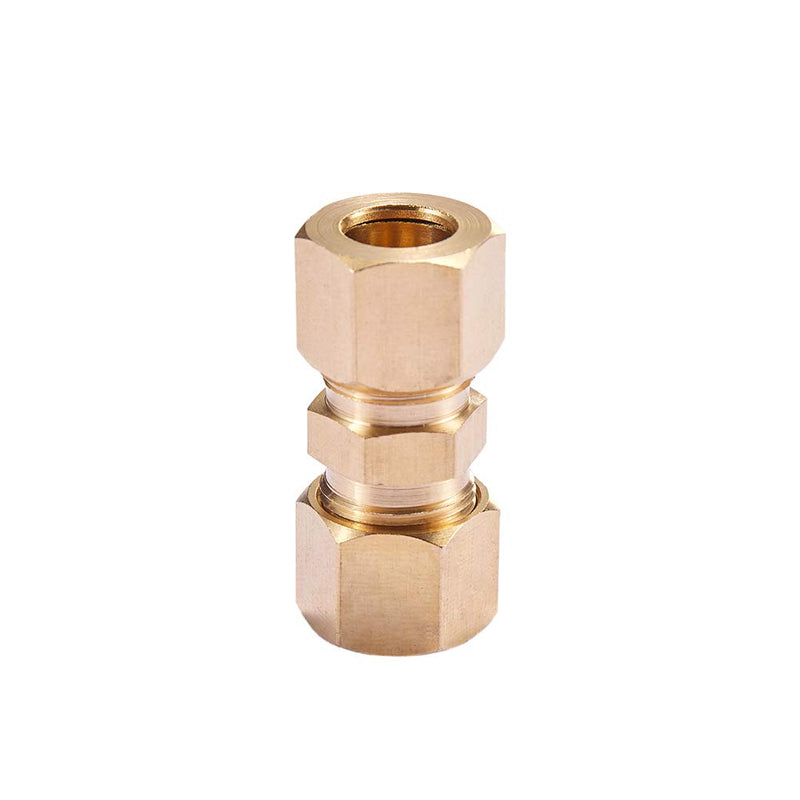 [Australia - AusPower] - Brass Compression Tube Pipe Fitting Connector, Straight Coupling Adapter, 3/8" Tube OD x 3/8" Tube OD Connector 5pcs (3/8" OD Compression x 3/8" OD Compression) 3/8" OD Compression x 3/8" OD Compression 