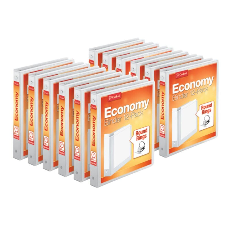 Brady Authentic (M21-750-595-WT) All-Weather Vinyl Label for Indoor/Outdoor ID & Cardinal Economy 3-Ring Binders, 1", Round Rings, Holds 225 Sheets, ClearVue Presentation View