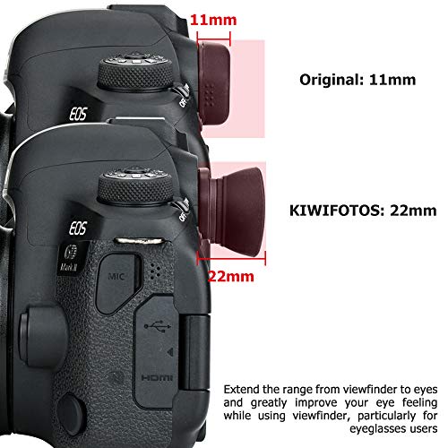 Long Soft EF Eyecup Eyepiece Viewfinder & 2-Pack EF/EF-S Mount Body Cap Rear Lens Cover for Canon EOS Rebel T7 T6 T5 T8i T7i T6s T6i T5i SL3 SL2 90D 80D 77D 70D 60D 5D Mark II 6D Mark II & More Camera