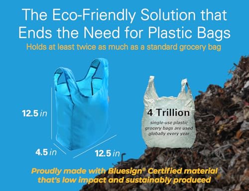 Reusable Grocery Bags, Foldable Shopping Bags in Pod, 10 Pack Blue - 10 Bags