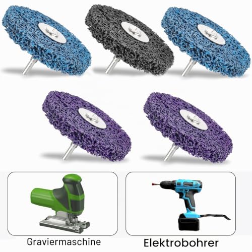 CSD Disc 100 mm, Pack of 5 CBS Sanding Disc, Coarse Cleaning Disc, Sanding Discs for Angle Grinders (2 Blue, 2 Purple, 1 Black) 2 Blue 2 Purple 1 Black