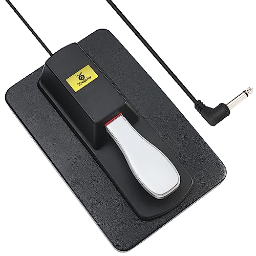 Sustain Pedal Universal Foot Controller Switch, 6.35mm 1/4" Jack Damper Pedal For Keyboards Digital Pianos MIDI Synthesizers Electronic Organ Tone Modules Drum Machines (Black) Black