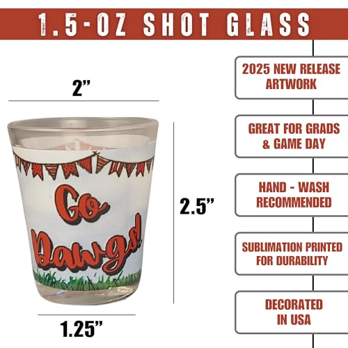 Game Day Outfitters Georgia Bulldogs Set of 4 Shot Glasses Unique Pick-Up Truck Team Cheer 360° Artwork | Round 1.5 oz Clear Glass | For Alumni, Student, Fraternity, and Resident Fans Gift Idea