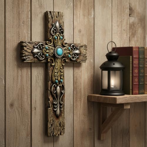 Comfy Hour 12 Inch Wall Cross, Rustic Religious Decor