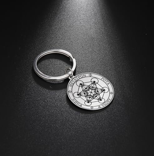 Metatron Cube Necklace for Men Sacred Geometry Pendant Seals of Archangel Angel Saint Michael Statement Keychain Spiritual Protection Talisman Religiou Jewelry Archangel Silver 2