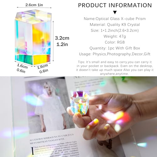 HDCRYSTALGIFTS Optical Glass Polyhedron RGB Dispersion Prism