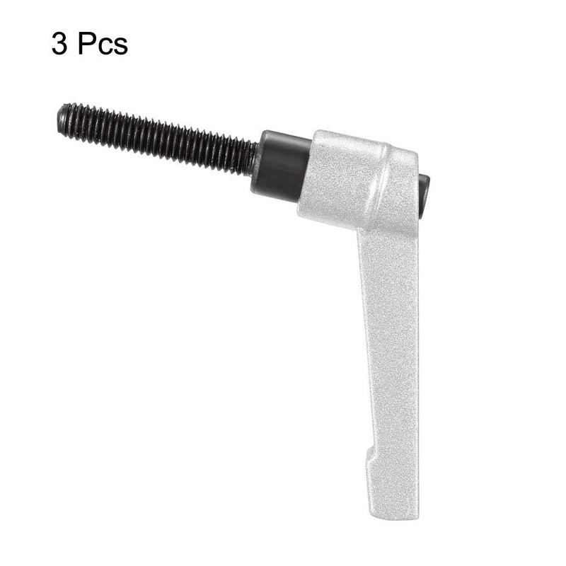 [Australia - AusPower] - uxcell M6 x 30mm Handle Adjustable Clamping Lever Thread Push Button Ratchet Male Threaded Stud Knobs Quick Release Screw Handles Bolts with Locking Lever Silver Tone 3pcs 