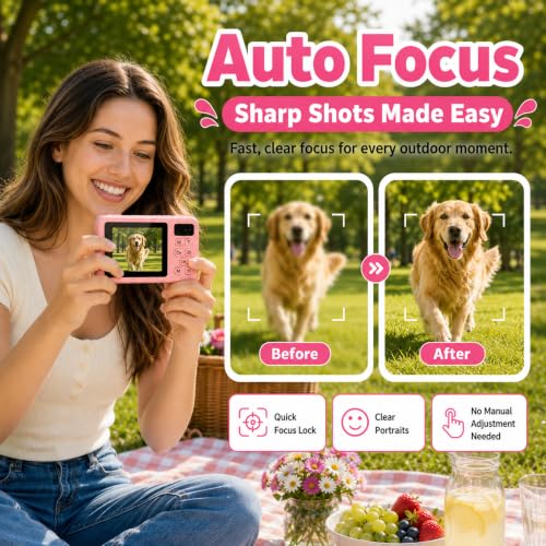 10FT Underwater Camera 4K 48MP Waterproof Digital Camera for Teens Pink