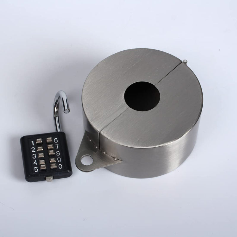 Door Knob Lock Cover ，Without Drilling Doorknob Lock，from Outside Prevents Turning of Door Knob and Access to Keyhole,for Apartment Evictions,Childproof (Stainless Steel with Lock Stainless Steel