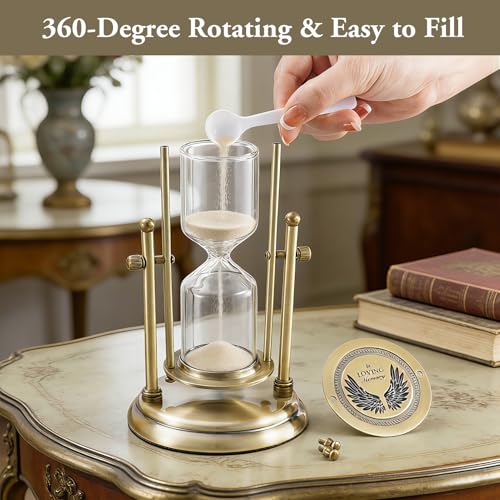 Abooxiu Rotating Hourglass Urn for Ashes Mini Urns for Human Ashes Rotating + No Engraving