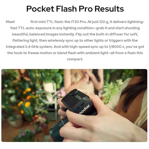 Godox Mini iT30Pro C iT30 Pro C for Canon TTL Flashlight Wireless Touch Screen Portable Flashlight HSS 1/8000 Second Compatible with Mirrorless Cameras External Flash Compatible for Canon Black iT30Pro C For Canon