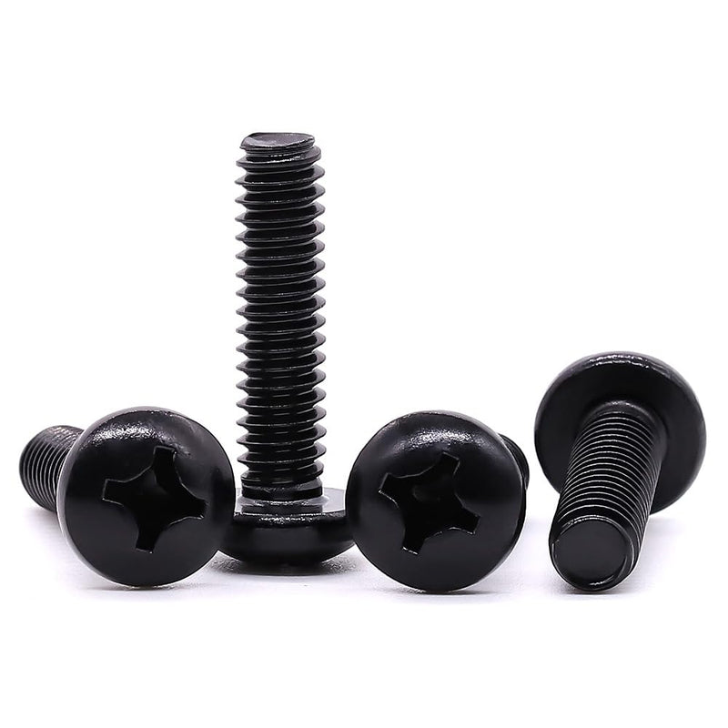 [Australia - AusPower] - #10-32 x 1 Pan Head Machine Screws Black, Phillips Drive, 304 Stainless Steel 18-8, Black Oxide Coated Finish, Corrosion Resistant Round Head Machine Screws, Full Thread, Coarse Thread, 50 PCS #10-32 x 1" 