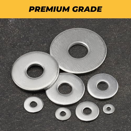 RAIGESH 6-pack 1-inch flat washers, 304 stainless steel, silver, 1-inch ID x 2-1/2-inch OD