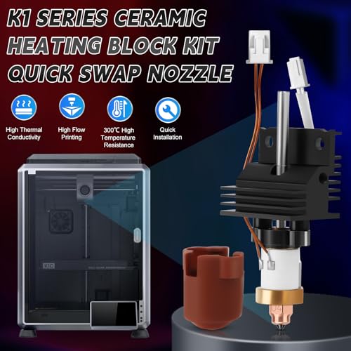 Pack of 31 K1C 3D Printer Hotend Upgrade Kit, Ceramic Heating Block and 0.4 mm Quick Change Nozzle, High Temperature Resistant with Nozzles, Cleaning Needles and Tools, Compatible with Creality K1