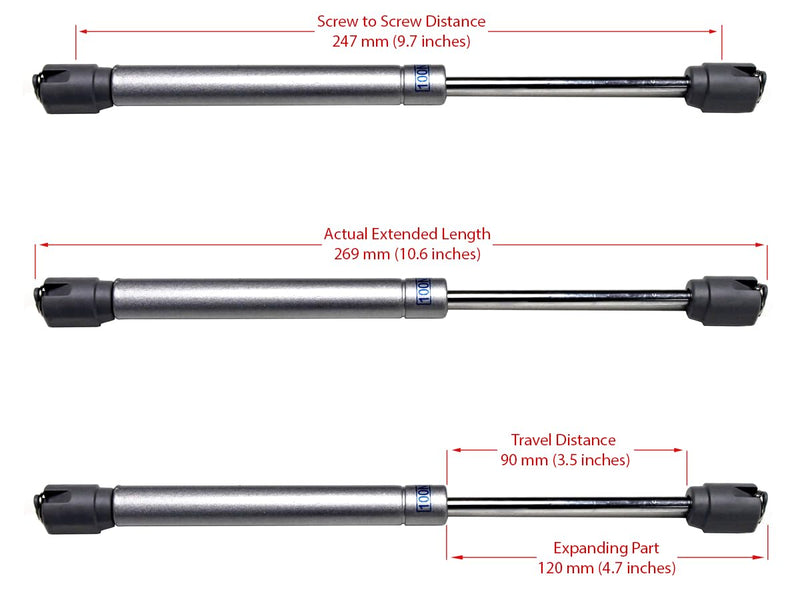 [Australia - AusPower] - Berta (2 Pieces) 10 Inch 100N/22 LB Hydraulic Soft Open Gas Springs/Struts for Cabinets, Furniture Cabinet Doors Lift, Lid Stay, Support Hinges for RV Platforms with Brackets and Screws (Gas-Hinge) 2 Pieces 