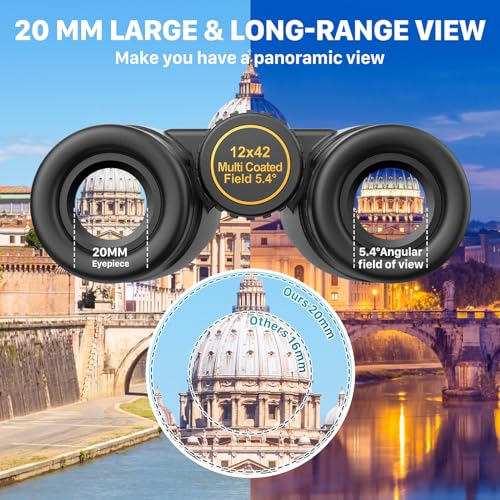 Kylietech 12x42 Binoculars BAK4 FMC Lens Waterproof Fogproof Phone Adapter