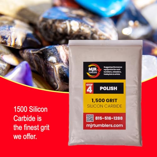 1500 Grit Silicon Carbide Rock Tumbler Polish, Stage 4 Super Fine Rock Polishing Grit 1 lb, Stone Polishing Compound for Rotary & Vibratory Tumblers, Lapidary Supply Bulk 1500 Grit Step 4