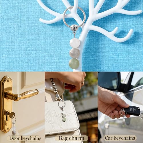 GINAZL Natural Crystals Keychain Gift for New Beginnings, New Beginnings Gifts for Coworker Anxiety Relief Keychain for Women