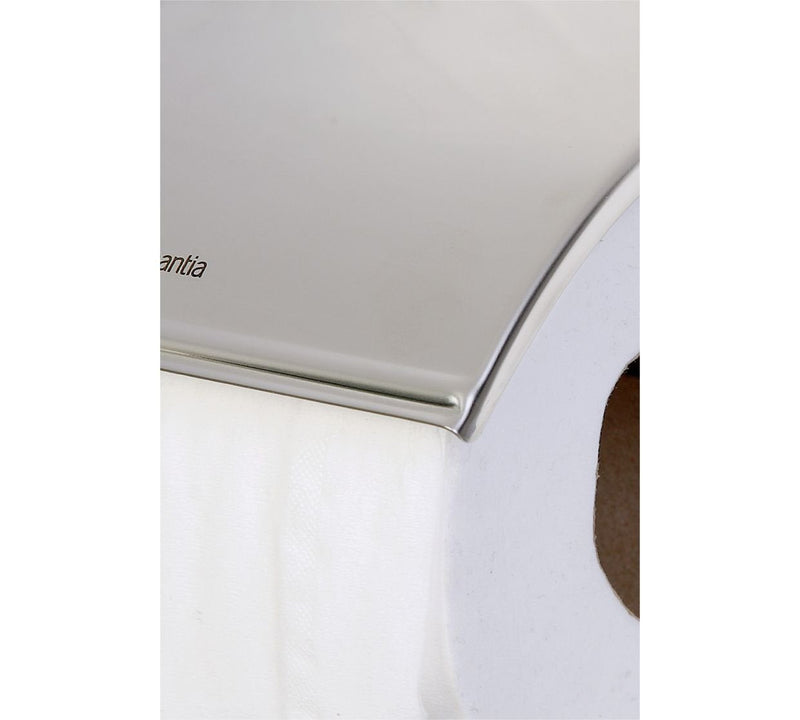 Brabantia Renew Toilet Roll Holder (Brilliant Steel) Left & Right Handed Use, Drill/No-Drill Install, Rust-Free Bathroom Paper Dispenser Brilliant Steel 20 x 8 x 6 cm