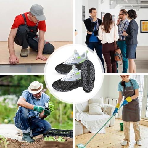 Shoe Covers, Black, Non-Woven Fabric, Pack of 100, 17 x 45 cm, Non-Slip Overshoes with Tread Pattern, Disposable Shoe Covers, Durable Shoe Covers, Tear-Resistant for Indoor and Outdoor Use