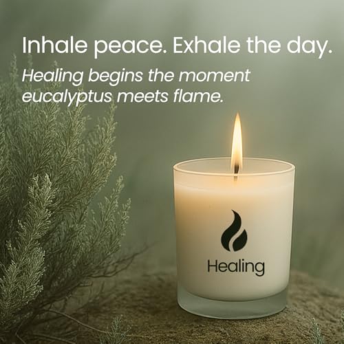 Natur IX Soy Healing Energy Renewal | Aromatherapy with Eucalyptus, Pine, Sage & Mint | 50 Hour Burn, Meditation & Spiritual Healing Candle with Wood Lid Base, Gift Ready 8.5 oz Healing | Eucalyptus, Pine, Sage & Mint