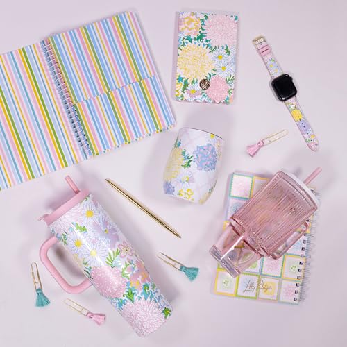 Lilly Pulitzer 30 Oz Insulated Tumbler with Lid, Large Stainless Steel Travel Cup with Silicone Straw, Double Wall Metal Tumbler (Lilly Garden Home)