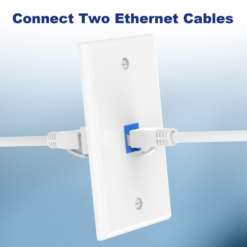 [Australia - AusPower] - VCE Ethernet Wall Plate (UL Listed), 1-Port Keystone Jack Wall Plate with RJ45 Keystone Inline Coupler insert, Female to Female Cat6 Keystone Wall Jack, Blue (2 Pack) 