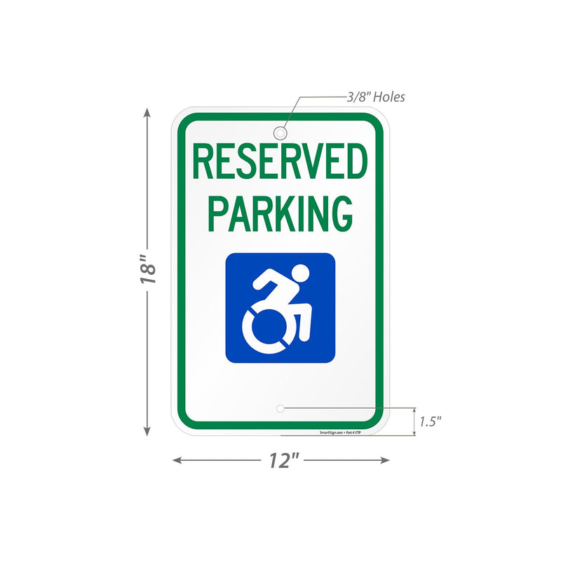 SmartSign 18"x12" NY-Approved ISA Sign with Symbol, For Disabled Reserved Parking, 120 mil Aluminum Composite (ACM), Engineer Grade Reflective Material, Blue/Green/White, Pre-Drilled Holes, USA-Made