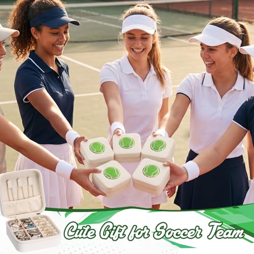 Tudomro 6 Pcs Chenille Tennis Jewelry Case Tennis Gifts for Team Small Portable Travel Jewelry Box Holder Organizer Storage for Women Sports Team Club Lovers Birthday Party Favors