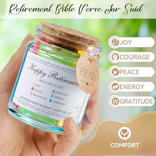 Retirement Gift Bible Verse Jar, Christian Retirement Decoration with Card