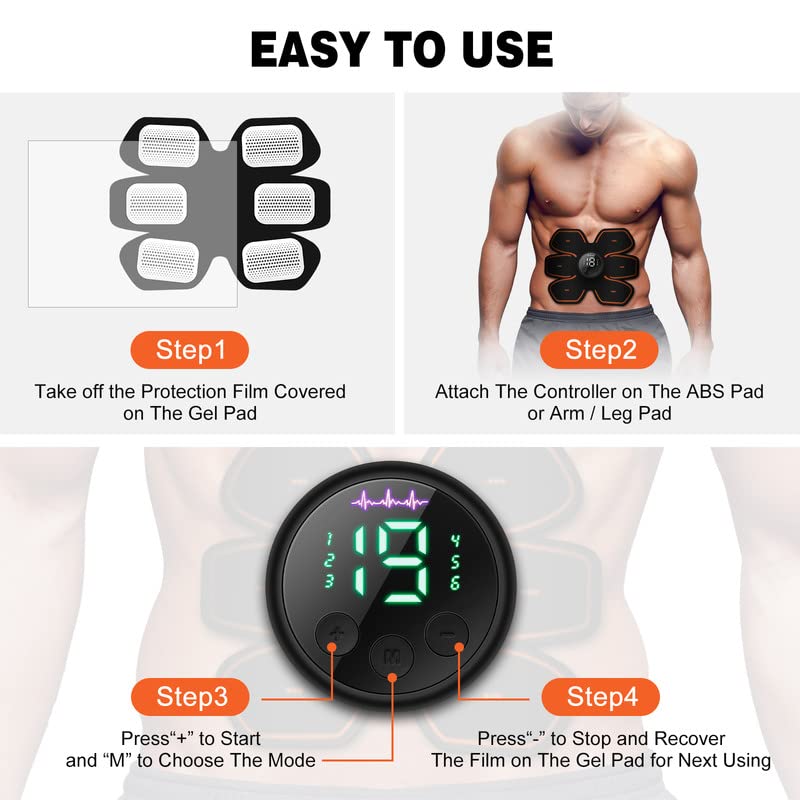 cepignoly Joinpital ABS Stimulator Workout Equipment, Ab Machine USB Rechargeable Gear for Abdomen/Arm/Leg, Strength Training Equipment for Men and Women