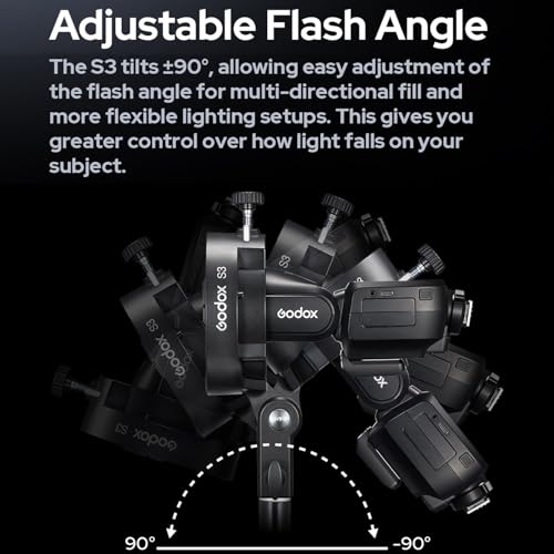 GODOX S3 Speedlite Bowens Mount Flash Holder Bracket for Godox V1 V100 V1Pro V860III TT350 AD100 AD200 AD300 Speedlite Strobe Flashes,S-Type Holder,Precise Tilt Control,S2 Bracket Updated Version