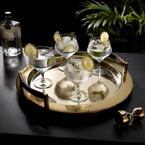Viski Angled Stemmed Gin & Tonic Glasses, Highball glasses, Cocktail Glasses, Vodka Tonic Glasses, Gin Glasses for Gin Lovers Gift set of 4 14oz