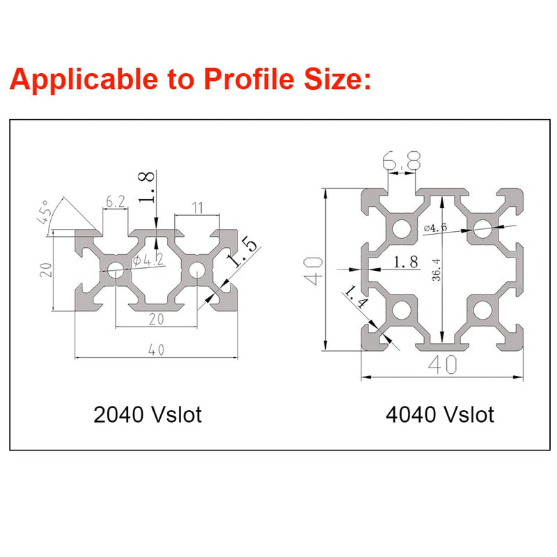 1-Pack Assembled 2040 V Gantry Plate Kit with 6pcs V Solid POM Wheels Only Compatible with 2040 4040 Series V Slot Aluminum Extrusion Profiles Linear Rail 3D Printer CNC Machine