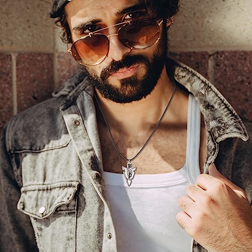 VONALA Arrowhead Necklace 925 Sterling Silver Wolf/Lion/Viking Arrow Pendant Necklace Jewellery Gifts for Men Urn