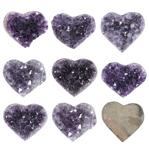 mookaitedecor Natural Amethyst Crystal Cluster Heart Geode Stone Specimen 0.44-0.66 Pound