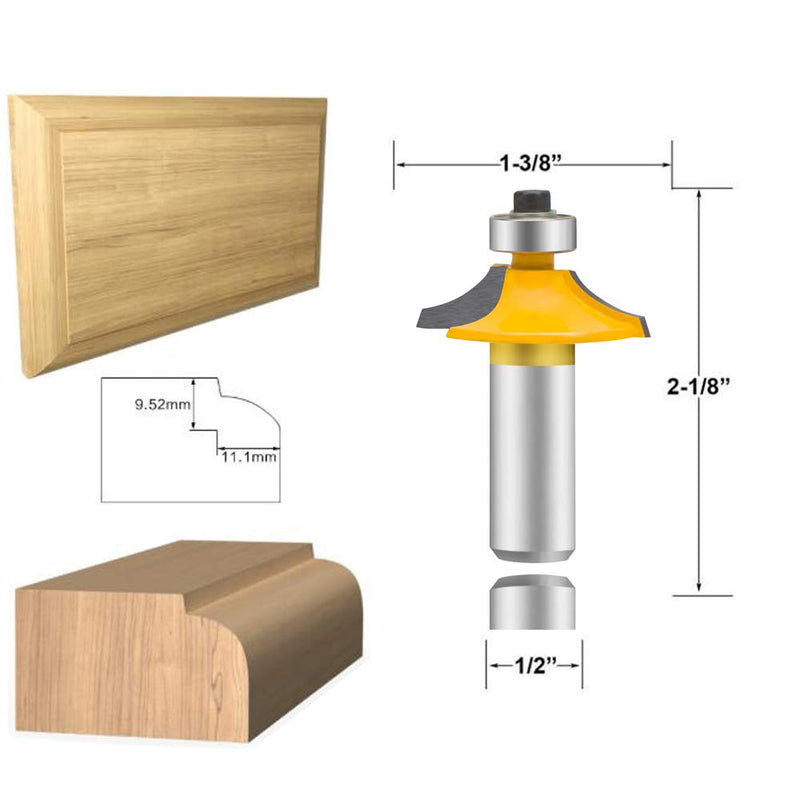 LEATBUY Door&Drawer Front Edging Router Bit Set 1/2-Inch Shank 4 PCS, Woodworking Milling Cutter Tools, Carbide Cutter CNC Router(1/2-shadow) RD-A