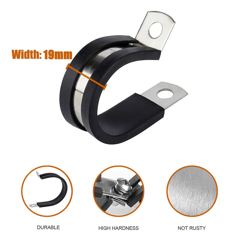 [Australia - AusPower] - ISPINNER 12 Pack 3/8 Inch Rubber Cushioned Stainless Steel Cable Clamp, Hose Clamp, Pipe Clamp (3/8 Inch) 